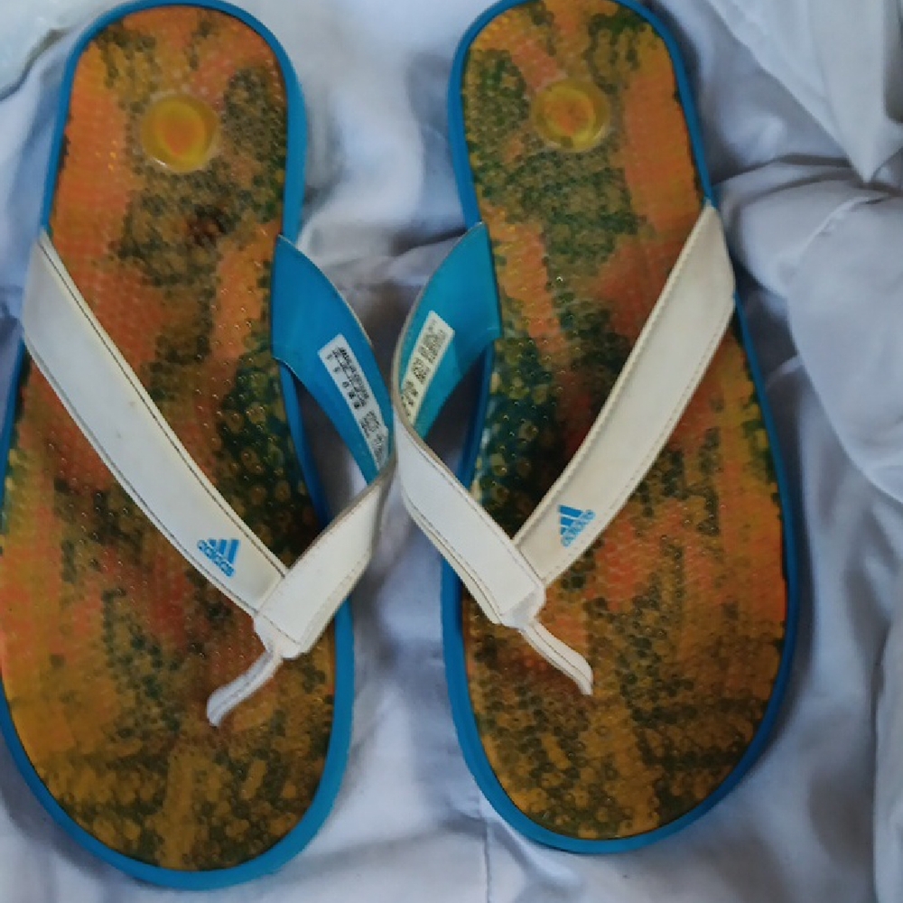 Adidas Blue and White Sandals for Beach Comfort